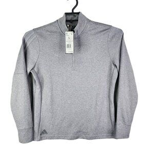 Mens Gray Adidas Pullover Sweatshirt Long Sleeve 1/2 Zip Mock Neck Size L